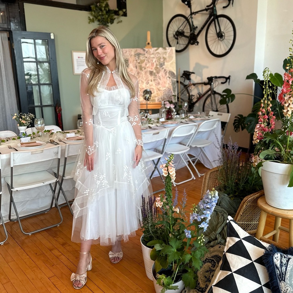 Vintage Bridal Midi Dress (Size XS, 0-2)